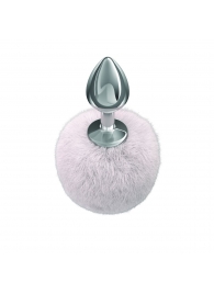 Серебристая анальная пробка с белым пушистым хвостиком Twinkle - Lola Games - купить с доставкой в Копейске