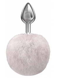 Серебристая анальная пробка с белым пушистым хвостиком Twinkle - Lola Games - купить с доставкой в Копейске