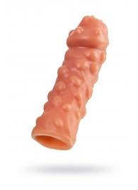 Телесная, покрытая пузырьками насадка на член - 16,5 см. - KOKOS - в Копейске купить с доставкой