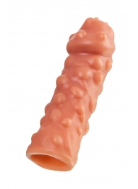 Телесная, покрытая пузырьками насадка на член - 16,5 см. - KOKOS - в Копейске купить с доставкой