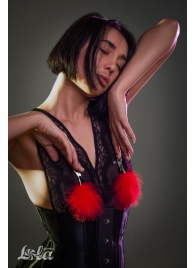 Зажимы на соски с красным пухом Euphoric - Lola Games - купить с доставкой в Копейске