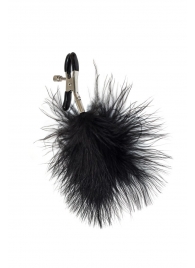 Зажимы на соски с черным пухом Euphoric - Lola Games - купить с доставкой в Копейске