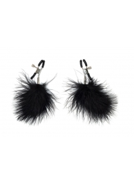 Зажимы на соски с черным пухом Euphoric - Lola Games - купить с доставкой в Копейске