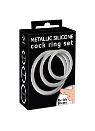 Набор из 3 эрекционных колец под металл Metallic Silicone Cock Ring Set - Orion - в Копейске купить с доставкой