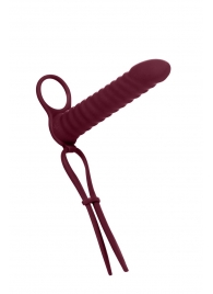 Бордовая вибронасадка для двойного проникновения Rori - 17 см. - Lola Games - купить с доставкой в Копейске
