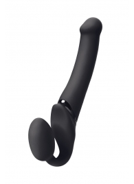Черный безремневой вибрострапон Silicone Bendable Strap-On M - Strap-on-me - купить с доставкой в Копейске