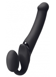 Черный безремневой вибрострапон Silicone Bendable Strap-On M - Strap-on-me - купить с доставкой в Копейске