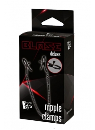 Черные зажимы на соски на цепочке BLAZE DELUXE NIPPLE CLAMPS - Dream Toys - купить с доставкой в Копейске