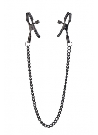 Черные зажимы на соски на цепочке BLAZE DELUXE NIPPLE CLAMPS - Dream Toys - купить с доставкой в Копейске