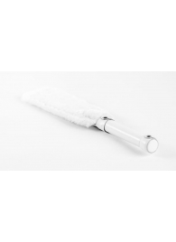 Белая двустороння шлепалка из натуральной кожи и меха - 35 см. - БДСМ Арсенал - купить с доставкой в Копейске