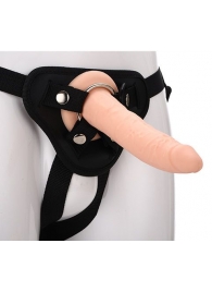 Телесный страпон на черных трусиках STRAP ON REAL DILDO - 20 см. - Dream Toys - купить с доставкой в Копейске