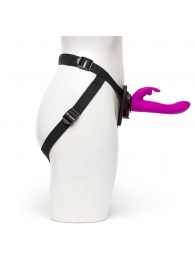 Лиловый страпон Rechargeable Vibrating Strap-On Harness Set - 17,6 см. - Happy Rabbit - купить с доставкой в Копейске
