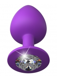 Фиолетовая анальная пробка со стразом Her Little Gem Large Plug - 9,5 см. - Pipedream - купить с доставкой в Копейске