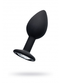 Черная анальная втулка с прозрачным стразом - 7,2 см. - POPO Pleasure - купить с доставкой в Копейске