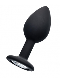 Черная анальная втулка с прозрачным стразом - 7,2 см. - POPO Pleasure - купить с доставкой в Копейске