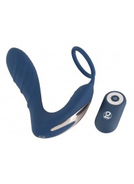 Синий вибростимулятор простаты с кольцом - 14,5 см. - Orion - в Копейске купить с доставкой