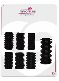 Набор из 7 черных насадок PENIS SLEEVES SET - Dream Toys - в Копейске купить с доставкой