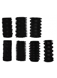 Набор из 7 черных насадок PENIS SLEEVES SET - Dream Toys - в Копейске купить с доставкой