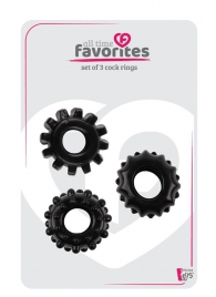 Набор из 3 черных эрекционных колец SET OF 3 COCKRINGS - Dream Toys - в Копейске купить с доставкой