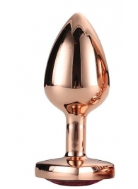Золотистая анальная втулка с кристаллом-сердечком розового цвета - 7,1 см. - Dream Toys - купить с доставкой в Копейске