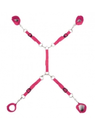 Ярко-розовый набор фиксаций на кровати Classic Bed Spreader - Lux Fetish - купить с доставкой в Копейске