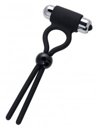 Черное эрекционное лассо Ect с виброэлементом - A-toys - в Копейске купить с доставкой