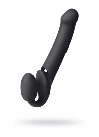 Черный безремневой вибрострапон Vibrating Bendable Strap-On L - Strap-on-me - купить с доставкой в Копейске