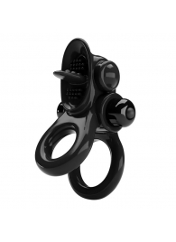 Черное эрекционное кольцо с подхватом мошонки и стимулятором клитора Passionate Ring - Baile - в Копейске купить с доставкой