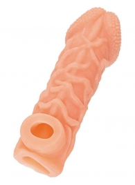 Телесная закрытая насадка с венками Cock Sleeve Size M - 15,6 см. - KOKOS - в Копейске купить с доставкой