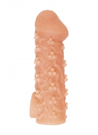 Телесная закрытая насадка с пучками шишечек Cock Sleeve Size L - 17,6 см. - KOKOS - в Копейске купить с доставкой