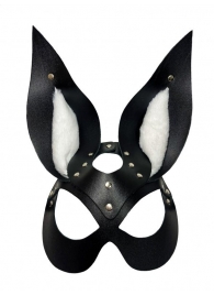 Черная маска зайки с белым мехом на ушках Miss Bunny - БДСМ Арсенал - купить с доставкой в Копейске