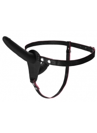 Черный страпон на ремнях с вагинальной пробкой - 15 см. - ToyFa - купить с доставкой в Копейске