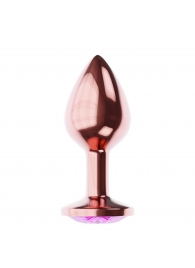 Пробка цвета розового золота с лиловым кристаллом Diamond Quartz Shine L - 8,3 см. - Lola Games - купить с доставкой в Копейске