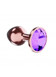 Пробка цвета розового золота с фиолетовым кристаллом Diamond Amethyst Shine L - 8,3 см. - Lola Games - купить с доставкой в Копейске