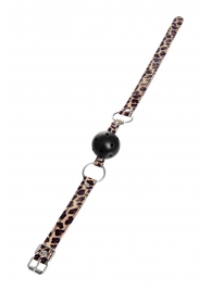 Черный кляп-шар на леопардовых ремешках Anonymo - ToyFa - купить с доставкой в Копейске