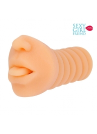 Телесный мастурбатор-ротик с высунутым язычком - Bior toys - в Копейске купить с доставкой