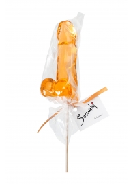 Оранжевый леденец в форме пениса со вкусом аморетто - Sosuчki - купить с доставкой в Копейске