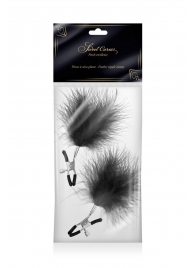 Зажимы на соски с черными пуховыми кисточками Sweet Caress Feather Nipple Clumps - Sweet Caress - купить с доставкой в Копейске