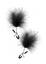 Зажимы на соски с черными пуховыми кисточками Sweet Caress Feather Nipple Clumps - Sweet Caress - купить с доставкой в Копейске