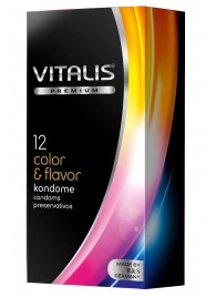 Цветные ароматизированные презервативы VITALIS PREMIUM color   flavor - 12 шт. - Vitalis - купить с доставкой в Копейске
