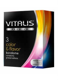Цветные ароматизированные презервативы VITALIS PREMIUM color   flavor - 3 шт. - Vitalis - купить с доставкой в Копейске