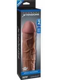 Коричневая насадка Mega 2  Extension - 20,3 см. - Pipedream - в Копейске купить с доставкой