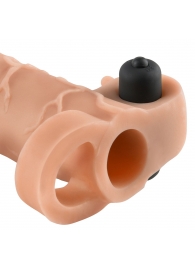 Телесная вибронасадка с кольцом Vibrating Real Feel 2 Extension - 16 см. - Pipedream - в Копейске купить с доставкой