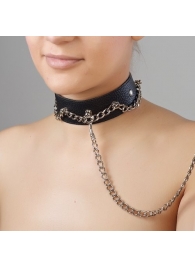 Чёрный ошейник из натуральной кожи - Sitabella - купить с доставкой в Копейске