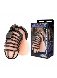 Черная металлическая клетка с замком Deluxe Chastity Cage - BlueLine - купить с доставкой в Копейске