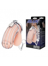 Серебристая металлическая клетка с анальным стимулятором Cock Cage - BlueLine - купить с доставкой в Копейске