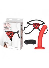 Красный поясной фаллоимитатор Red Heart Strap on Harness   5in Dildo Set - 12,25 см. - Lux Fetish - купить с доставкой в Копейске