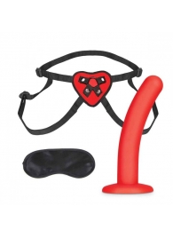 Красный поясной фаллоимитатор Red Heart Strap on Harness   5in Dildo Set - 12,25 см. - Lux Fetish - купить с доставкой в Копейске