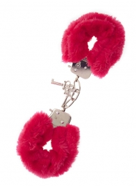 Металлические наручники с красной меховой опушкой METAL HANDCUFF WITH PLUSH RED - Dream Toys - купить с доставкой в Копейске
