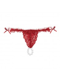 Красные трусики со стимулирующими бусинами и массажным гелем Sliding Gel Strawberry в комплекте - INTT купить с доставкой